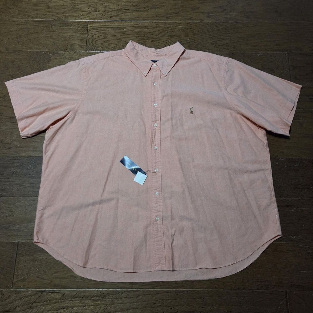 Polo Ralph Lauren Mens 4XB Oxford Button Down Shirt Peach Long Sleeve NWT